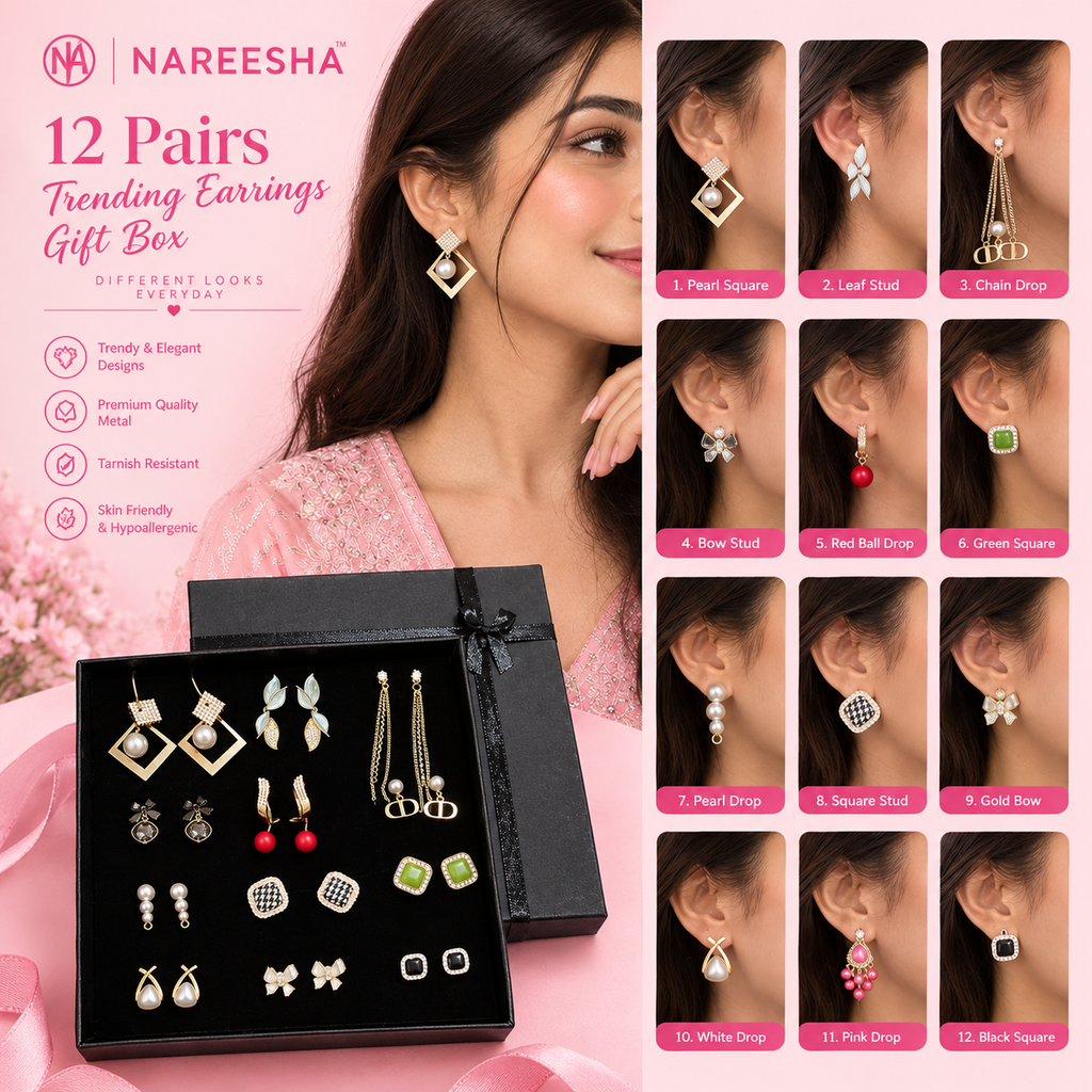 Trending Earrings Gift Box 12-Pairs✨