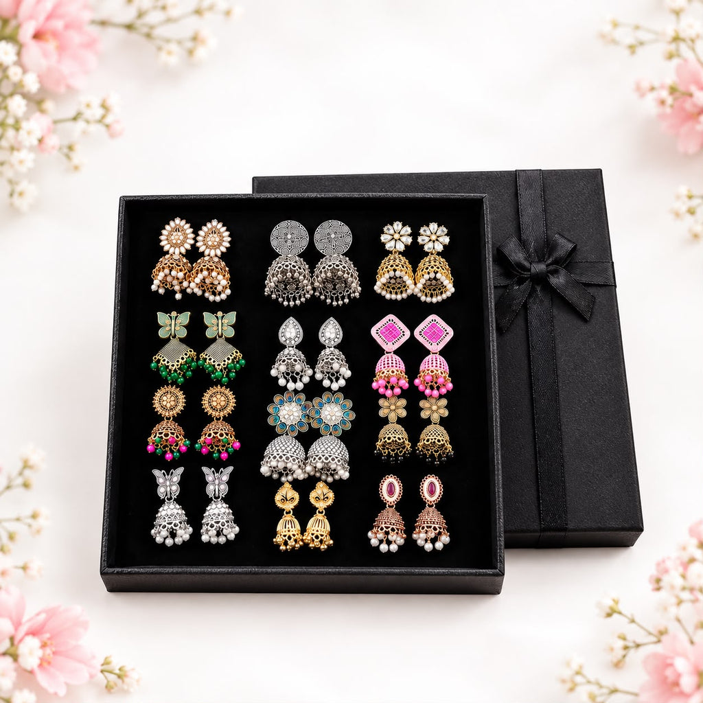 Trending Jhumka Gift Box 12-Pairs✨